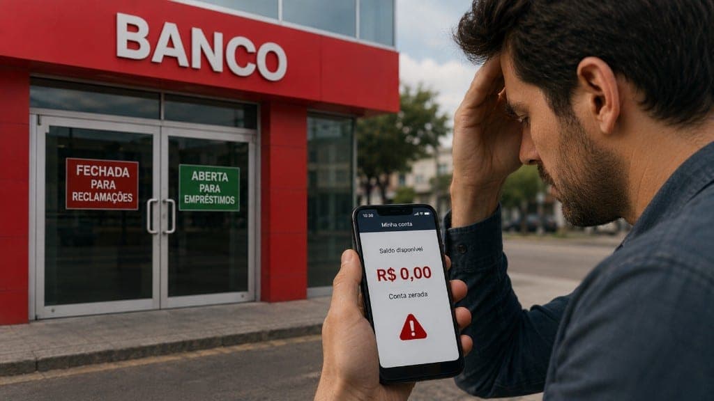 Golpe do falso gerente e falsa central: o que fazer agora Pessoa conferindo o aplicativo bancário após perceber o golpe do falso gerente e da falsa central.